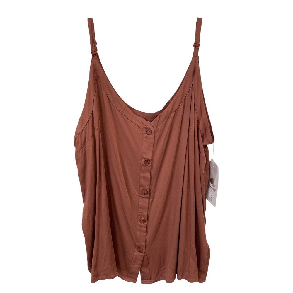 Mainstream Boutique Camisole Size XL Sleeveless Button Front Tank Top Rust NEW